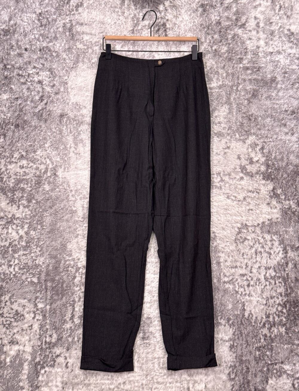 Piazza Sempione Pants 44 / US 8 Womens Gray Virgin Wool High Straight Trouser